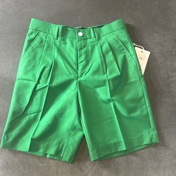 Men’s Green Flat Pleated Front Casual Slim Fit Dress Shorts Size 29 NWT - Picture 2 of 6